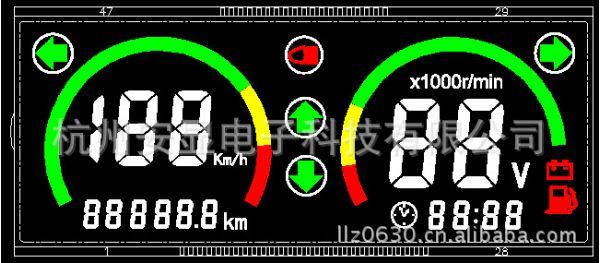 电动车汽车液晶仪表定制开发生产(彩色屏)